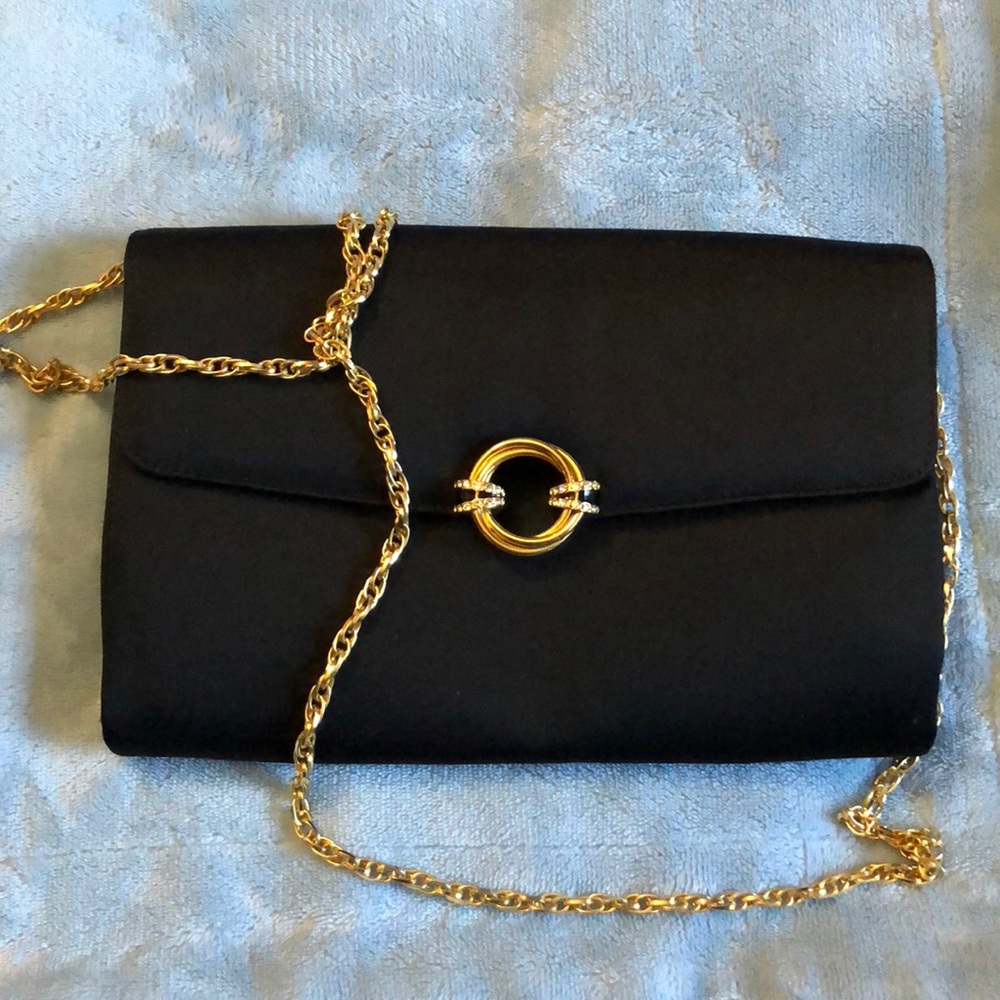 Rodo Black Satin Clutch